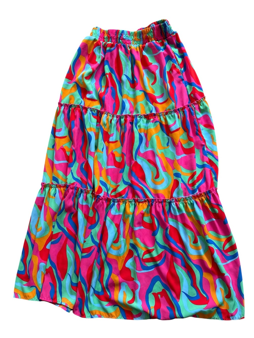 Vibrant Multicolor Tiered Maxi Skirt
